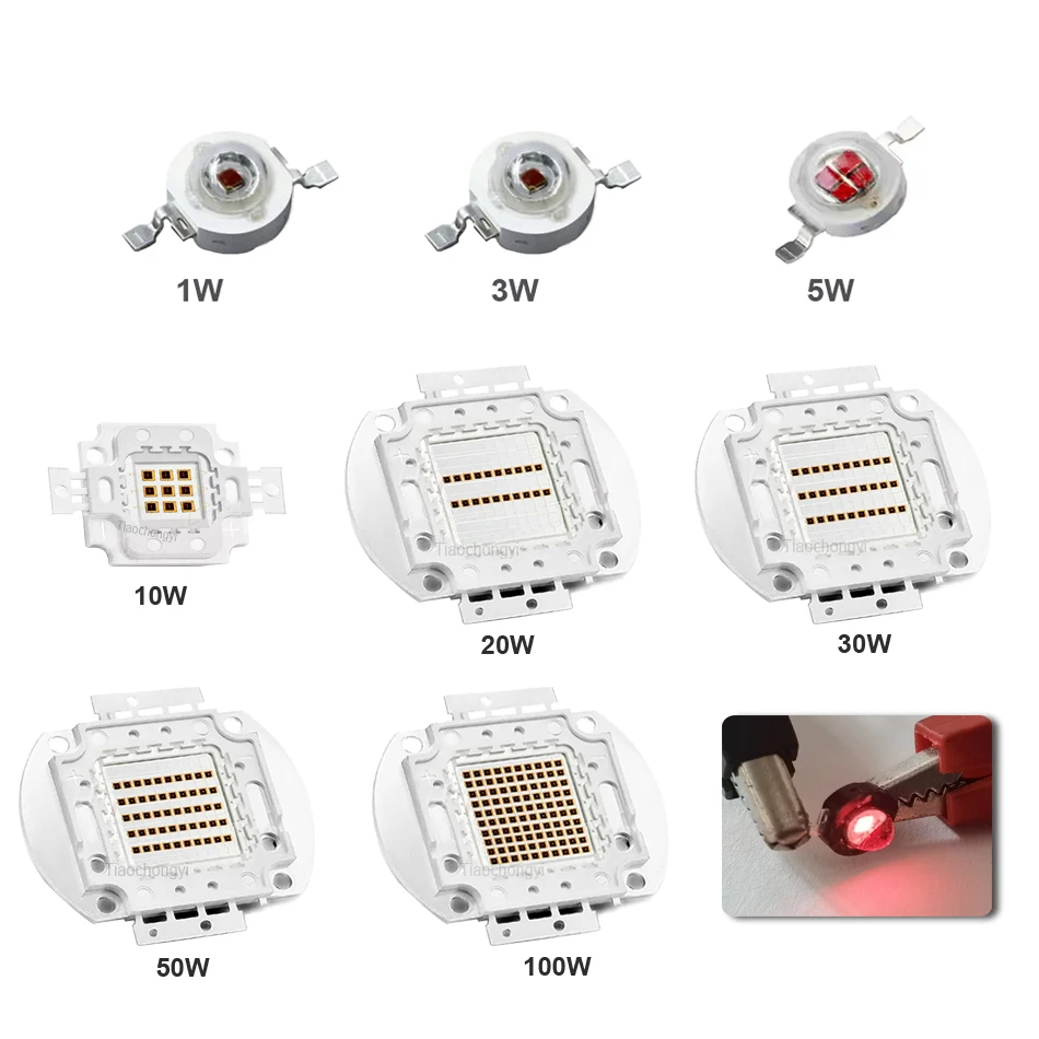 High Power Intensity Led Chip Infrared Far Red Light Bulb Lamp Bead 3W 5W 10W 20W 30W 50W 100W Smd Cob 730nm 850nm 940nm IR Led