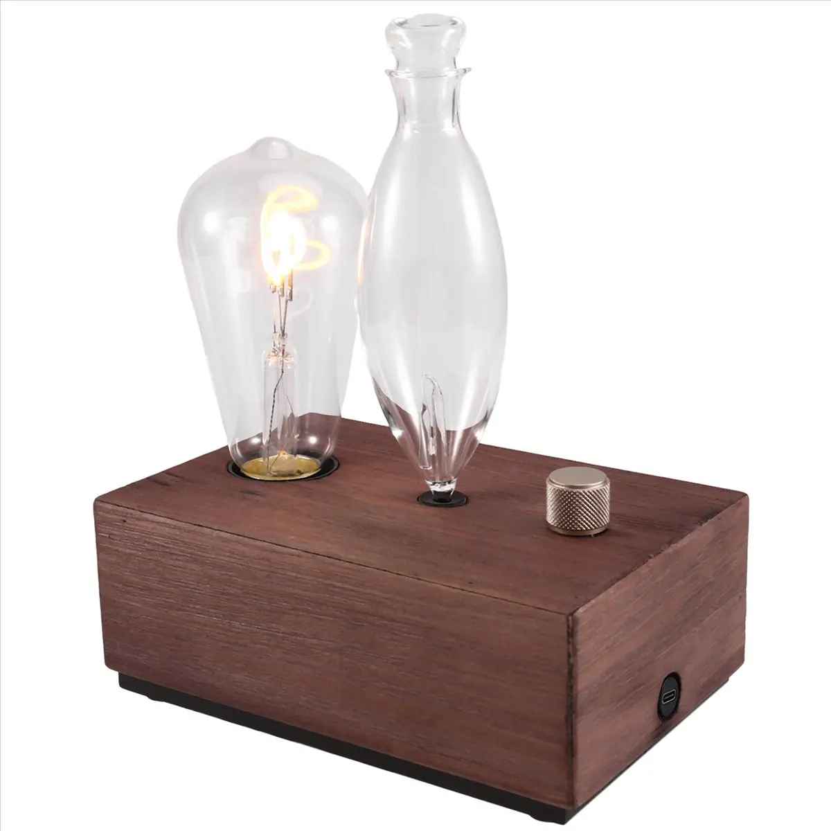 Vintage Aroma Diffuser with Filament Lamp Essential Oil Diffuser Waterless Operated Aromatherapy Humidifier