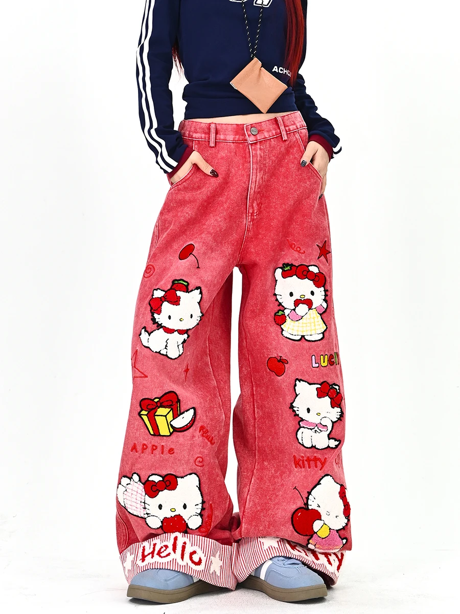 

Waed Denim Jeans Women's Loose Comfortable s Fear Troubles Spring New Streetwear Floor-Length Pants Korean Sle