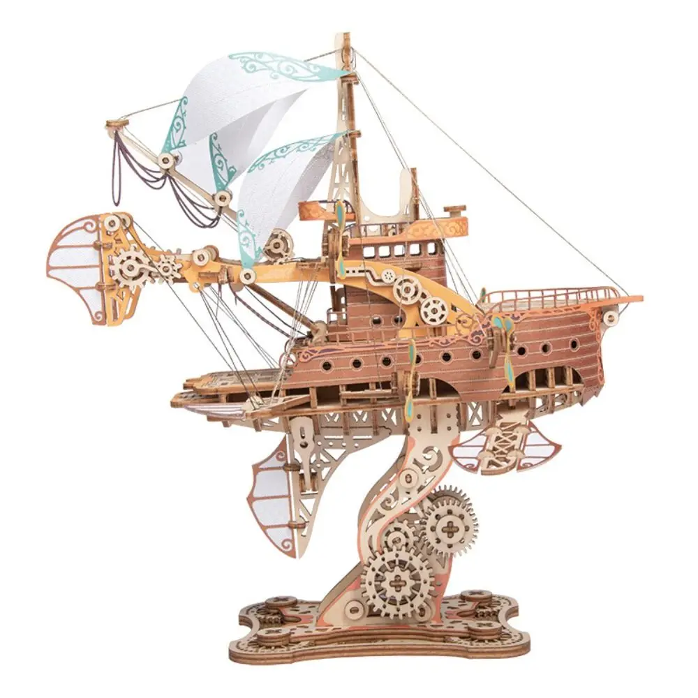 Assemblage fantastique vaisseau spatial modèle fantastique dirigeable artisanat bricolage 3D Puzzle en bois Collection Steampunk navire blocs de construction Kits