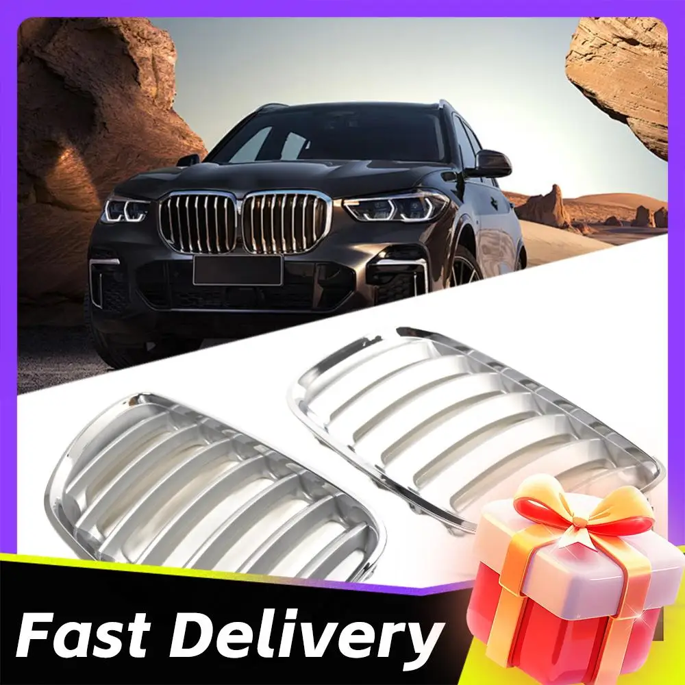 

1 пара серебристых решеток радиатора из ABS-пластика с защитой от царапин, OEM 51137113733 51137113734, верхние передние решетки для BMW X5 E53 04-06