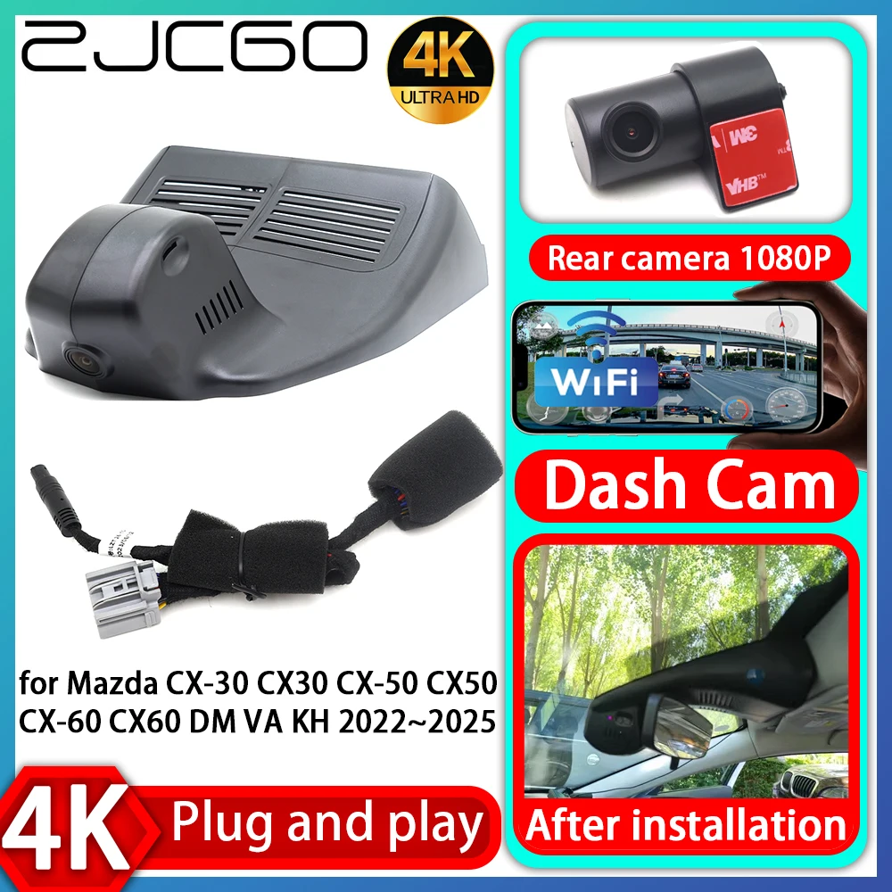 

ZJCGO UHD 4K 2160P Plug and Play DVR Dash Cam Video Recorder For Mazda CX-30 CX30 CX-50 CX50 CX-60 CX60 DM VA KH 2022~2025