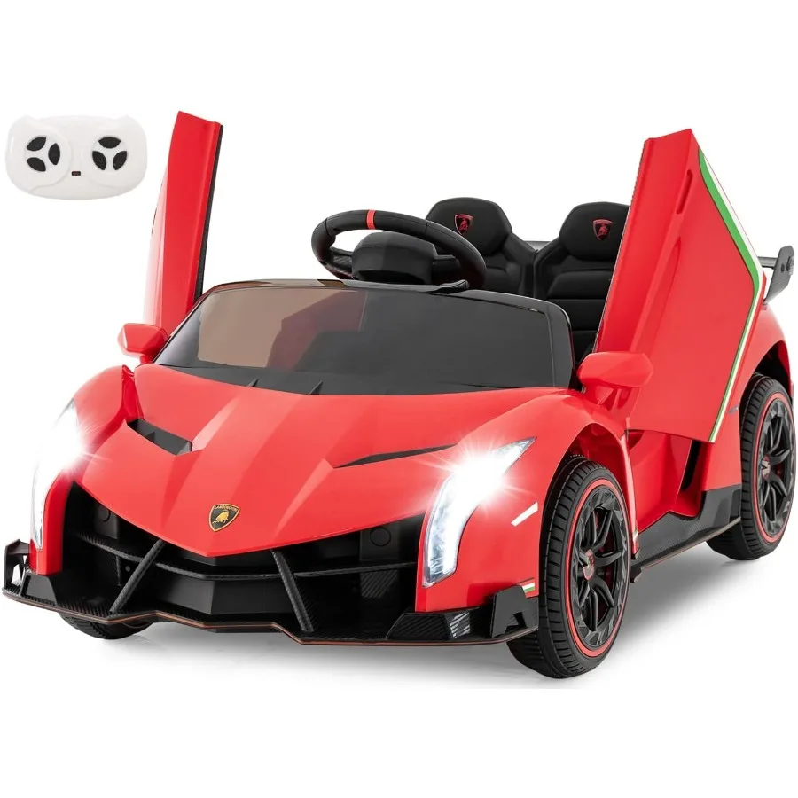 Auto per bambini a 2 posti, veicolo elettrico con licenza 12V 4WD con porte idrauliche, modalità dondolo, velocità regolabili, controllo remoto