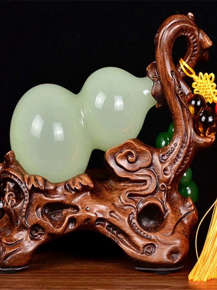 Colored Glaze Jade Gourd Ornaments New Chinese Lucky Hallway Opening and Housewarming Home Decorations