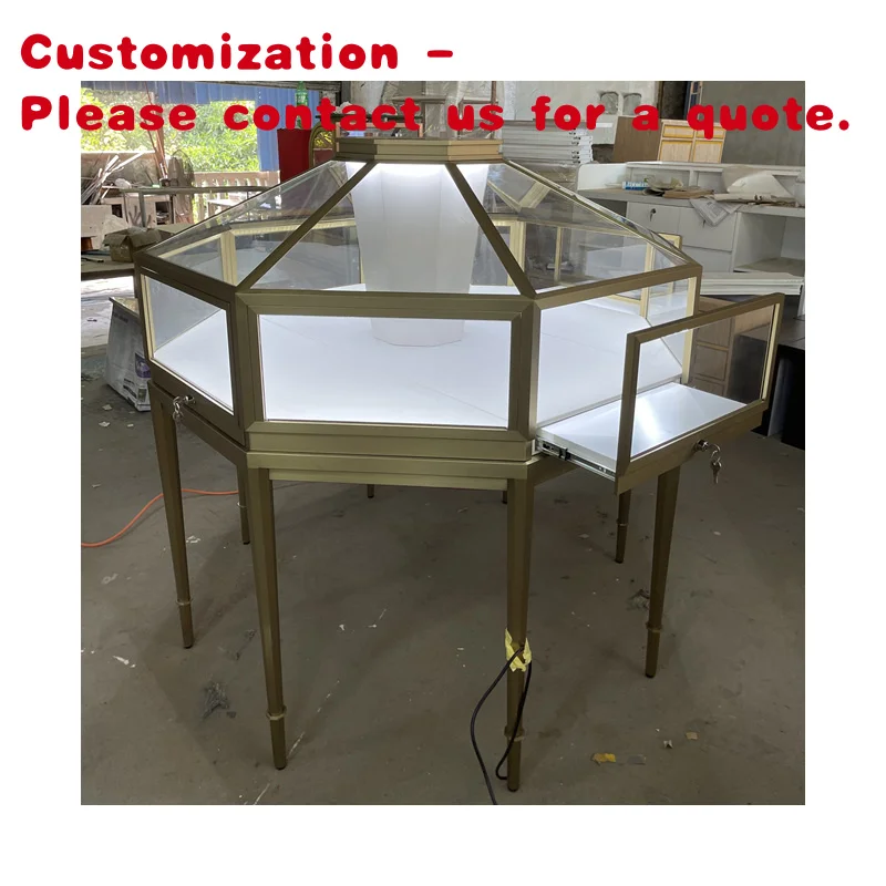 

custom.Luxury Jewelry Store Metal Stainless Steel Display Furniture Glass Showcase Jewelry Display Cabinet Customization Factory
