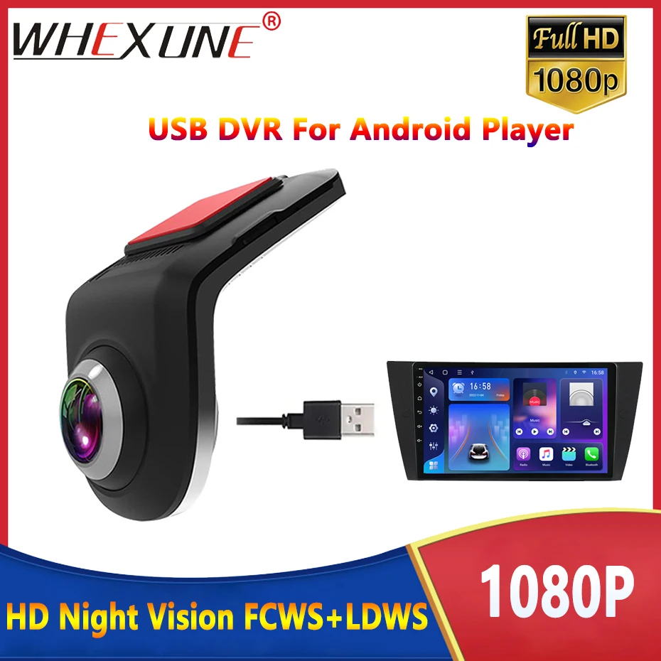 

Car Dash Cam USB HD 1080P 170 Degree Wide Angle Car Camera Recorder Front ADAS Dashcam Android DVR Auto Recorder Night Version