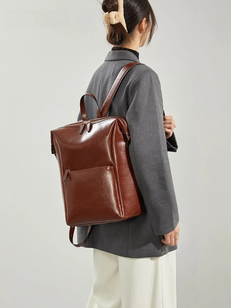 

Vintage Leather Double oulder Bag for Women Busin Commuting Cuter Travel Bapa Large Capaci Briti Sle Bapa