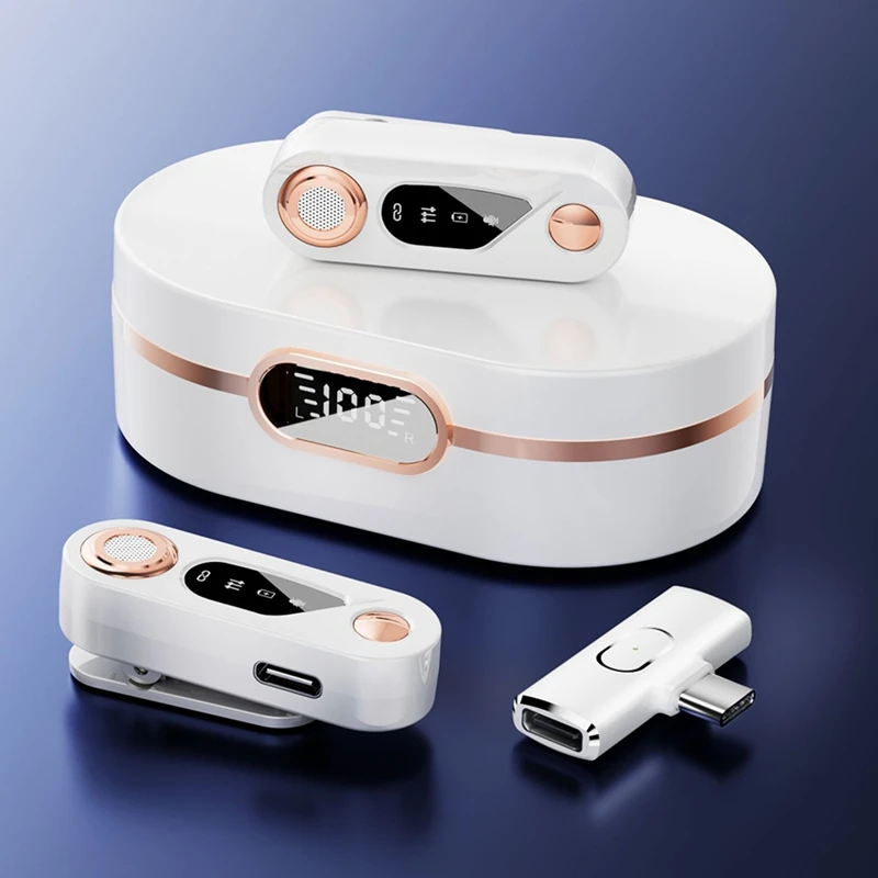 2025 Nuovo microfono wireless 2 in 1 2.4G microfono professionale da bavero con clip microfoni doppia riduzione del rumore digitale nessun ritardo Plug Play