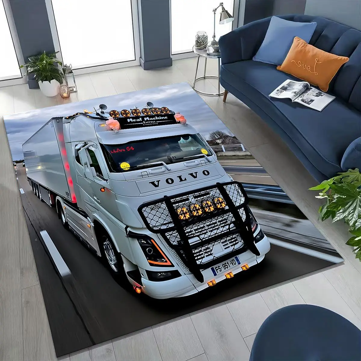 

Classic VOLVO Truck Lorry Car Art Carpet Rug for Bedroom Living Room Sofa Home Doormat Decor,Large Kids Play Non-slip Floor Mat