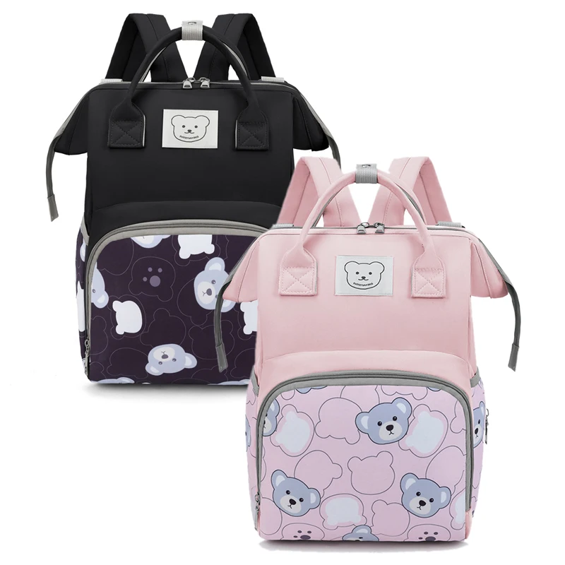 Mommy Diaper Bag Backpack Cartoon Cute Mother and Baby Bag Large Capacity Lightweight Travel Baby Stroller Nursing Bag