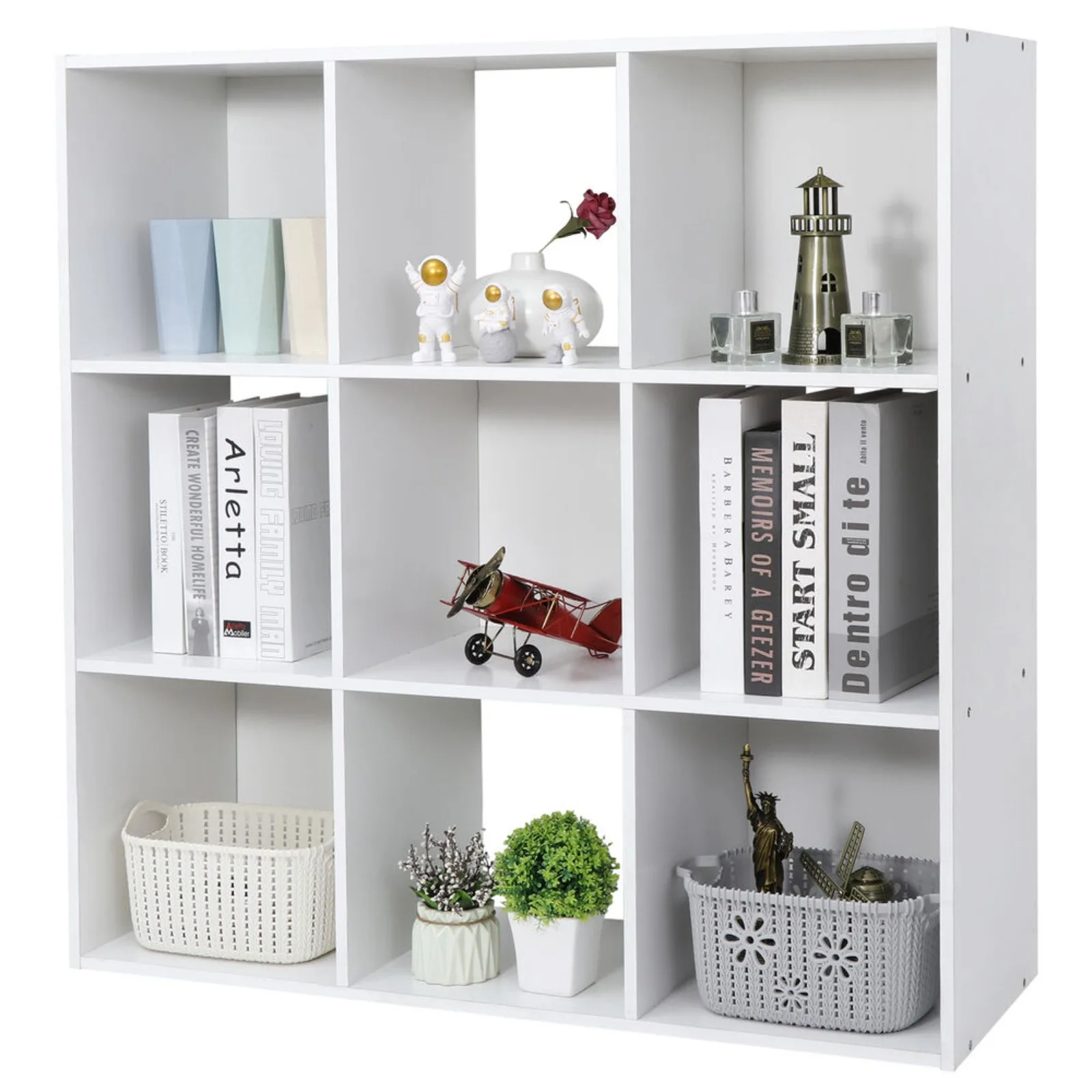 US 9/12 Cube Storage Organizer Wood Bookcase Cabinet Bookshelf W/Back Panels White