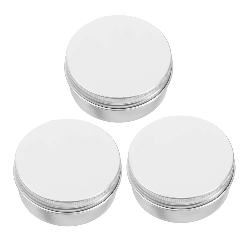 

3 pcs Aluminum Box Portable Travel Case Waterproof Metal Storage Container For Creams Small Tin Cans With Lid Refillable Round