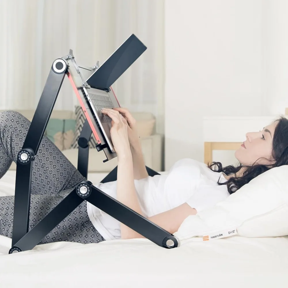 Foldable Laying Down Desk - Adjustable Height, Laptop Stand for Couch | Lying Down Laptop Stand for Bed, Sofa.with Mouse pad(Lar