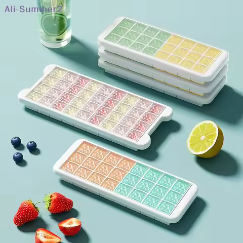 {Summer2} {Summer2} 24/36 Grid Ice Tray White With Lid Homemade Silicone Ice Cube Mold Press Easy Demoulding Home Ice Box