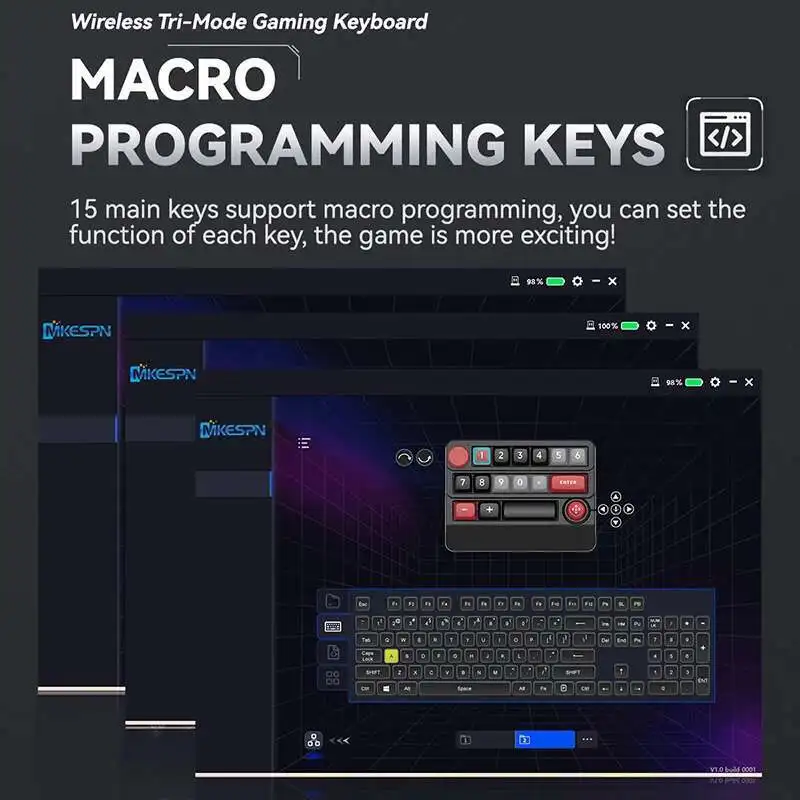 Tri Mode Examination Wired Mechanical Keyboard Full Key Hot Plug Key Wire Separation Design Macro Programming Game Keyboard