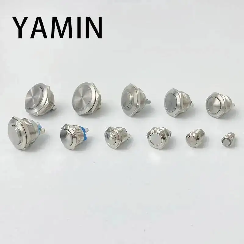 Picture 7: 8/10/12/16/19/22/30mm Momentary Reset / Lock Latching Metal Push Button Switch Waterproof Screw Pin Welding Foot