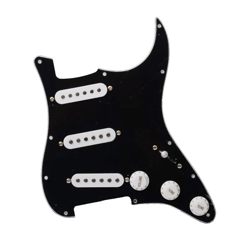 Alnico 5 Prewired ST Pickguard 3 Single Coil Pickups Loaded Electric Guitar Pickguard-Black White Pickup