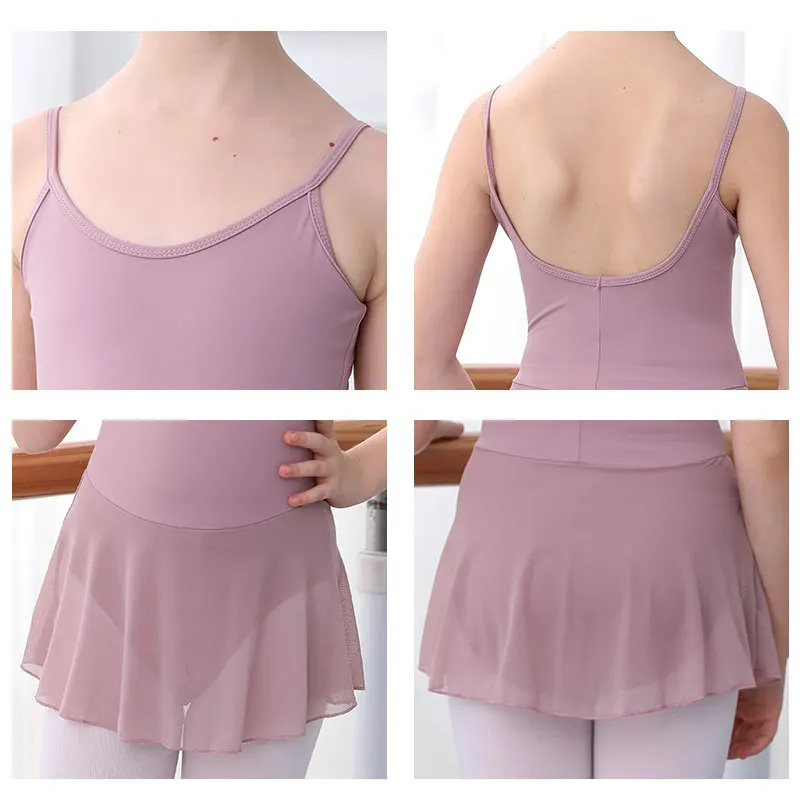 Leotardo de Ballet clásico para niñas, vestido de camisola con falda, ropa de baile lírica, traje de baño de bailarina, Ropa de baile para niños, ropa de tela