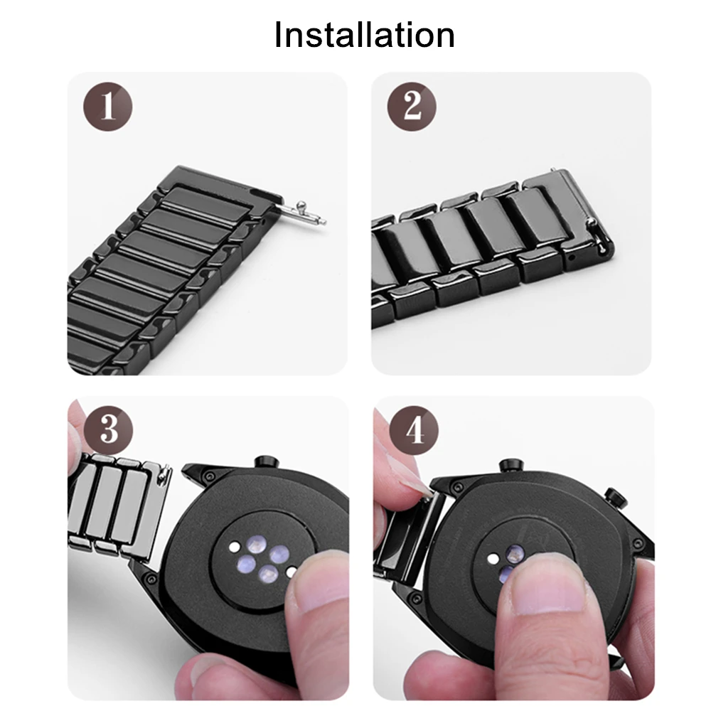 Ceramic strap For Samsung Galaxy watch 3 4 5 Gear S3 Amazfit GTR Luxury watch bracelet wristband For Huawei watch GT2/3 Pro belt
