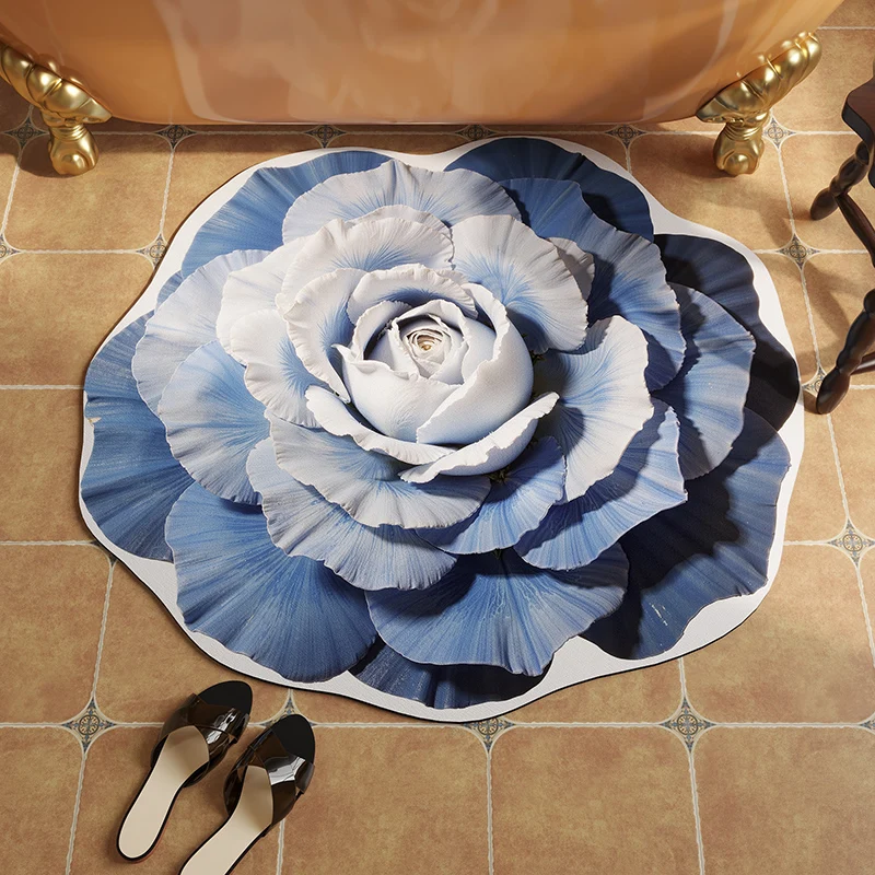 

Cute Flower Bath Mat for Bathroom Rugs Ultra Soft and Fluffy Microfiber Water Absorption Non Slip Mat for Bedroom