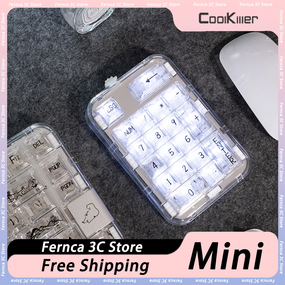 

Coolkiller Polar Bear Pad Mini Keyboard Transparent RGB Three Mode Hot Swap Custom Programming Keypad Gasket Ergonomics Mac Gift