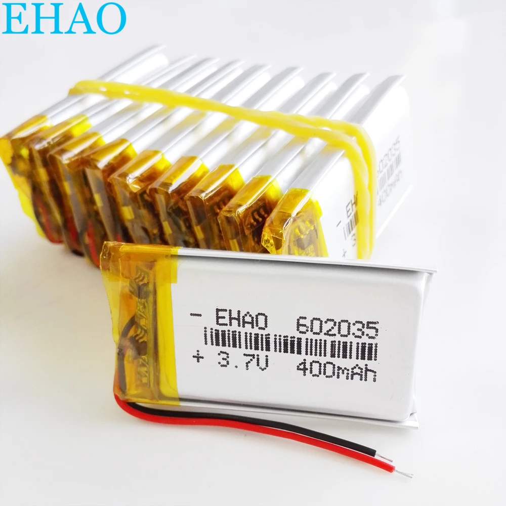 

10 PCS 3.7V 400mAh Lithium Polymer LiPo Rechargeable Battery 602035 For Mp3 GPS Bluetooth Watch Massager Speaker Recorder DVD