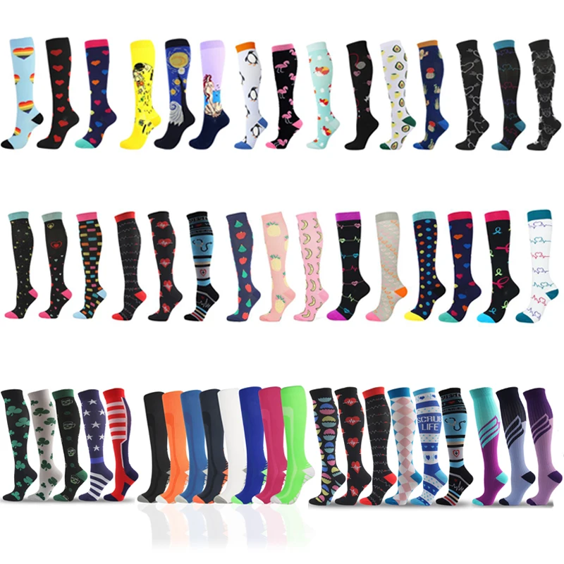 

3/5/6/7/8 Pairs Lot Pack Women Men Sports Climbing Cycling Compression Socks Pain Relief Knee Prevent Varicose Veins Socks