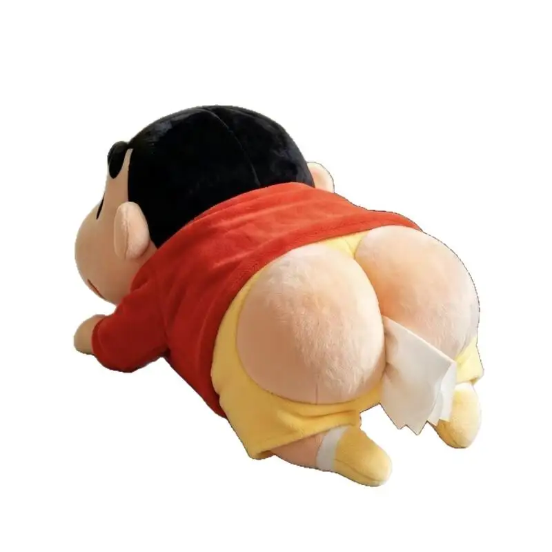 Kawaii Shin Chan Plush Car Tissue Box Hanging Doll Cute Auto Interior Decor Backpack Accessory Holiday Souvenir Present Gift