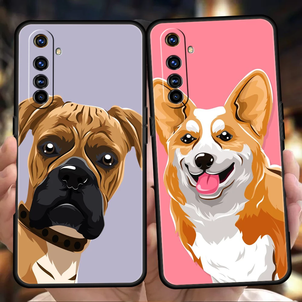 Cartoon Dogs Phone Case for Realme 8 9 Pro Plus 8i 9i 6 7 GT2 C21 C25 C3 C11 11 Pro 5G Plus Shockproof Silicone Shell Coque Bags