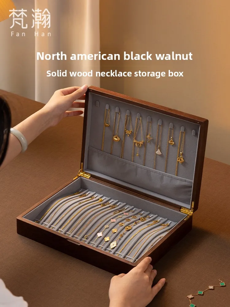 

Vanhuan Real Wood Jewelry Storage Box Anti-Tangle Pearl Pendant Display Bracelet And Nelace Organizer Handmade Wooden Box