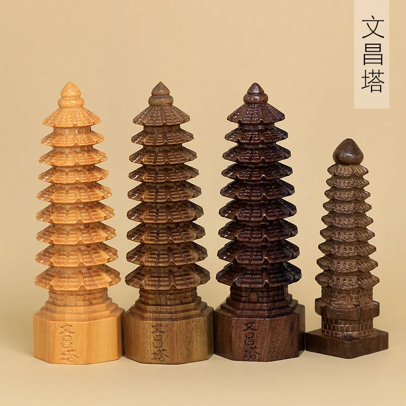 Golden Sandalwood Black Gold Sandalwood Green Sandalwood Carving Wenchang Pagoda Ornament Specification Approximately 13.1 Cm