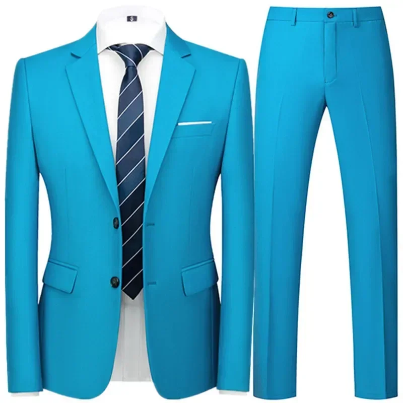 

Spring Autumn Fashion New Men's Business Casual Solid Color Suits / Male One Button Blazers Jacker Coat Trousers Pants