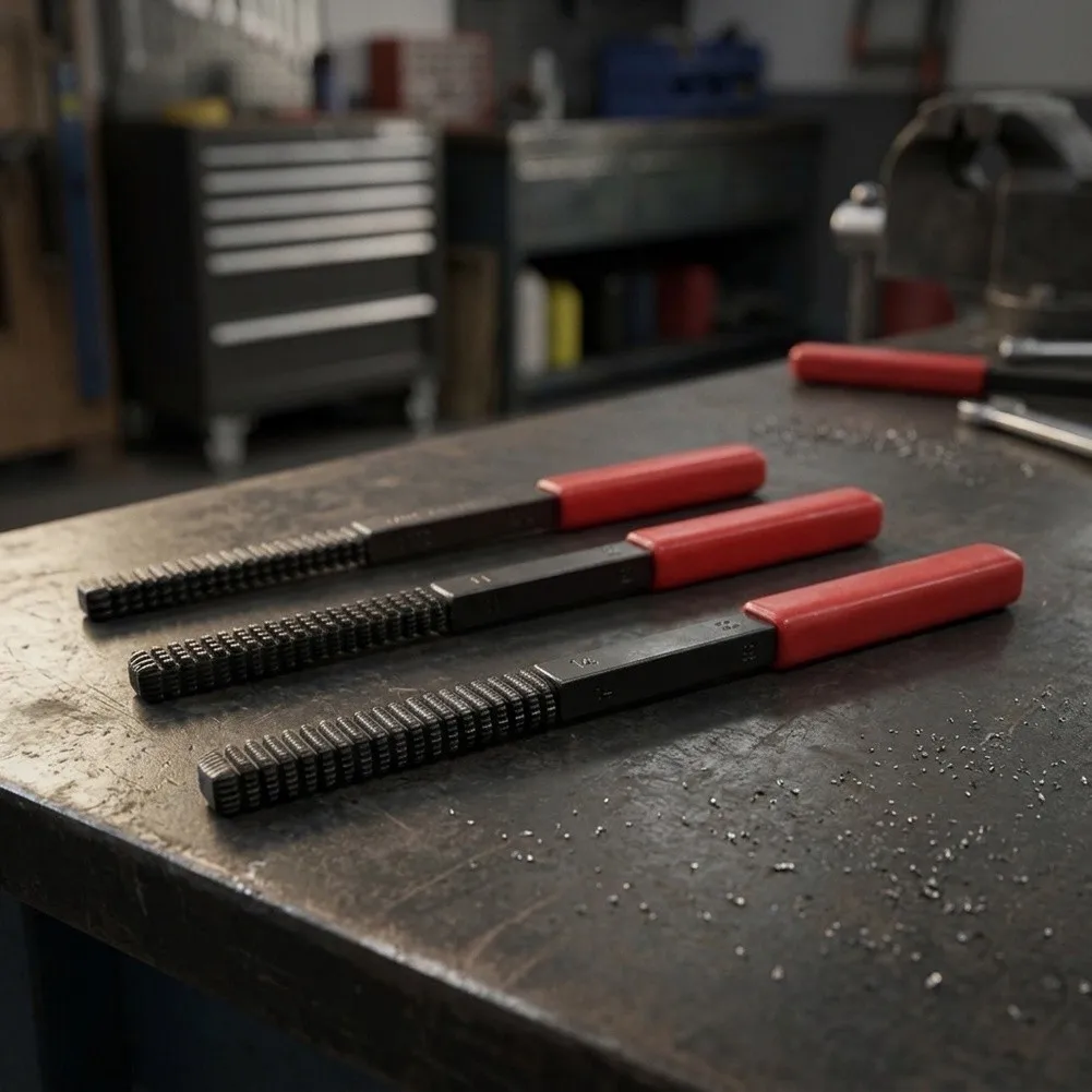 External Thread Repair File Set for Metal Threads with Dual-Head Multi-Tooth Design Compatible with Metric and Sizes