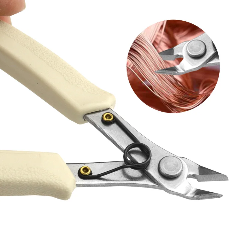 Stainless Steel Pointed Nose Pliers 45 # Steel Handle White Handle Diagonal Thread Cutting Pliers Hand Tools