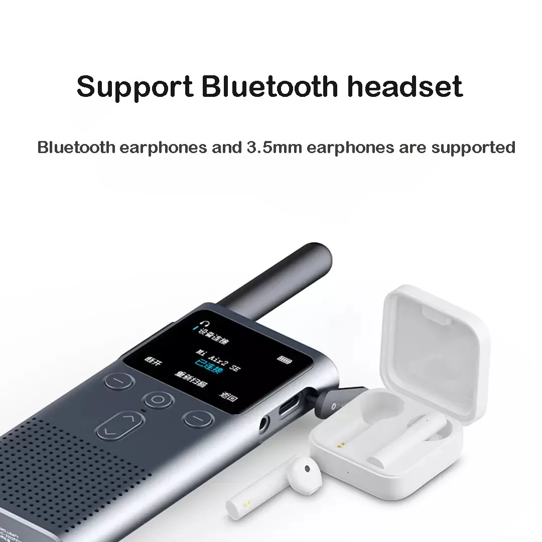 2 pz Xiaomi Walkie Talkie 2S IP54 interfono di sicurezza all'aperto 1.77 "schermo a colori 4W 120 ore Standby Dual Mode 5km distanza di chiamata