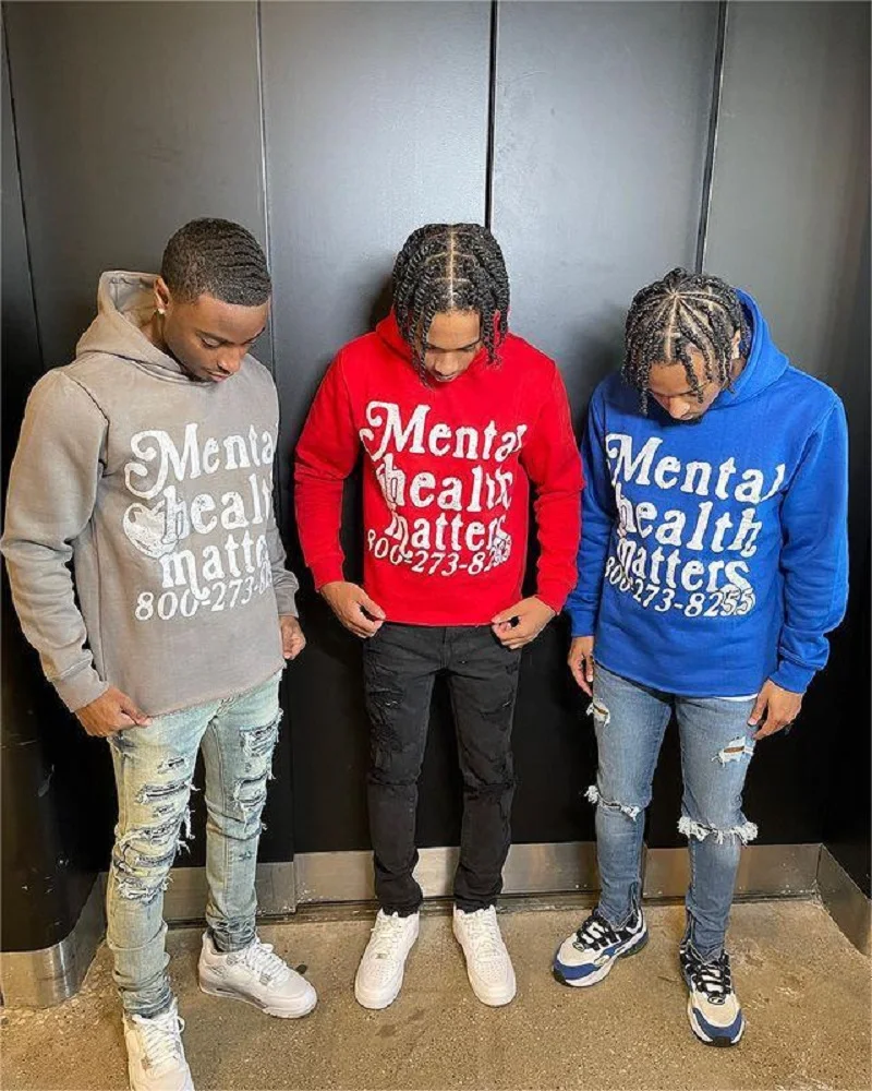 Mental Health Matters hoodie Graphic Print Pullover cotton cropped hoodie graphic Street Trend Style Hoodie Causal Sweatshirt