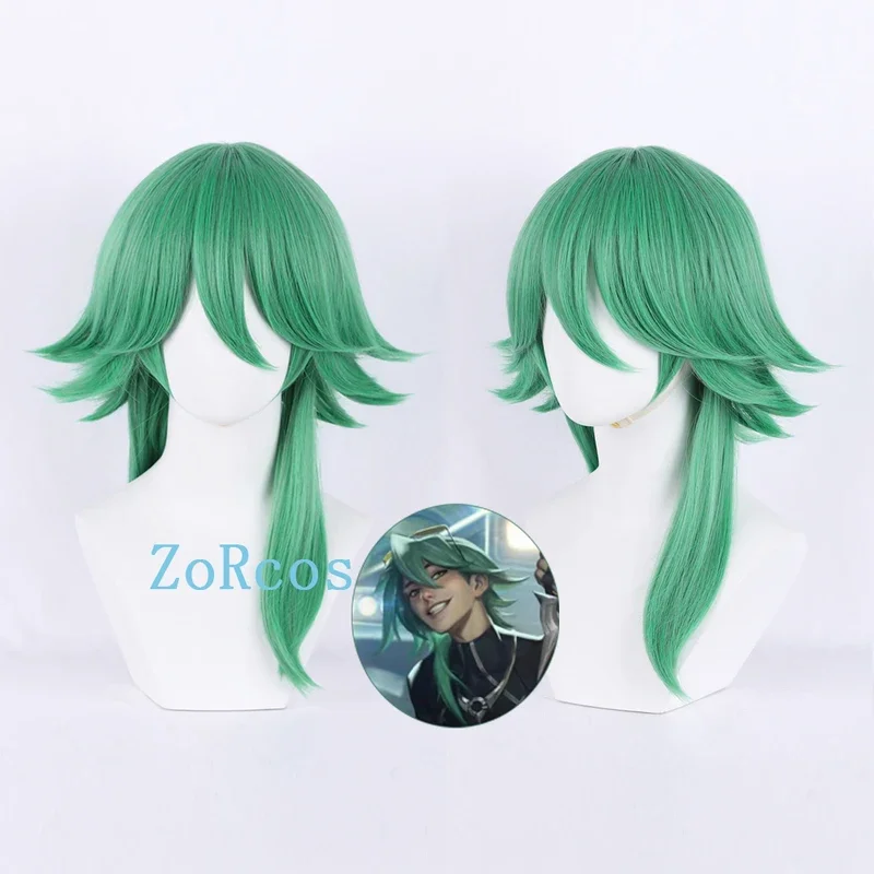 LOL Heartsteel Ezreal Cosplay Wig the Prodigal Explorer Green Cosplay Wigs Heat Resistant Synthetic Hair Halloween Role Play Wig