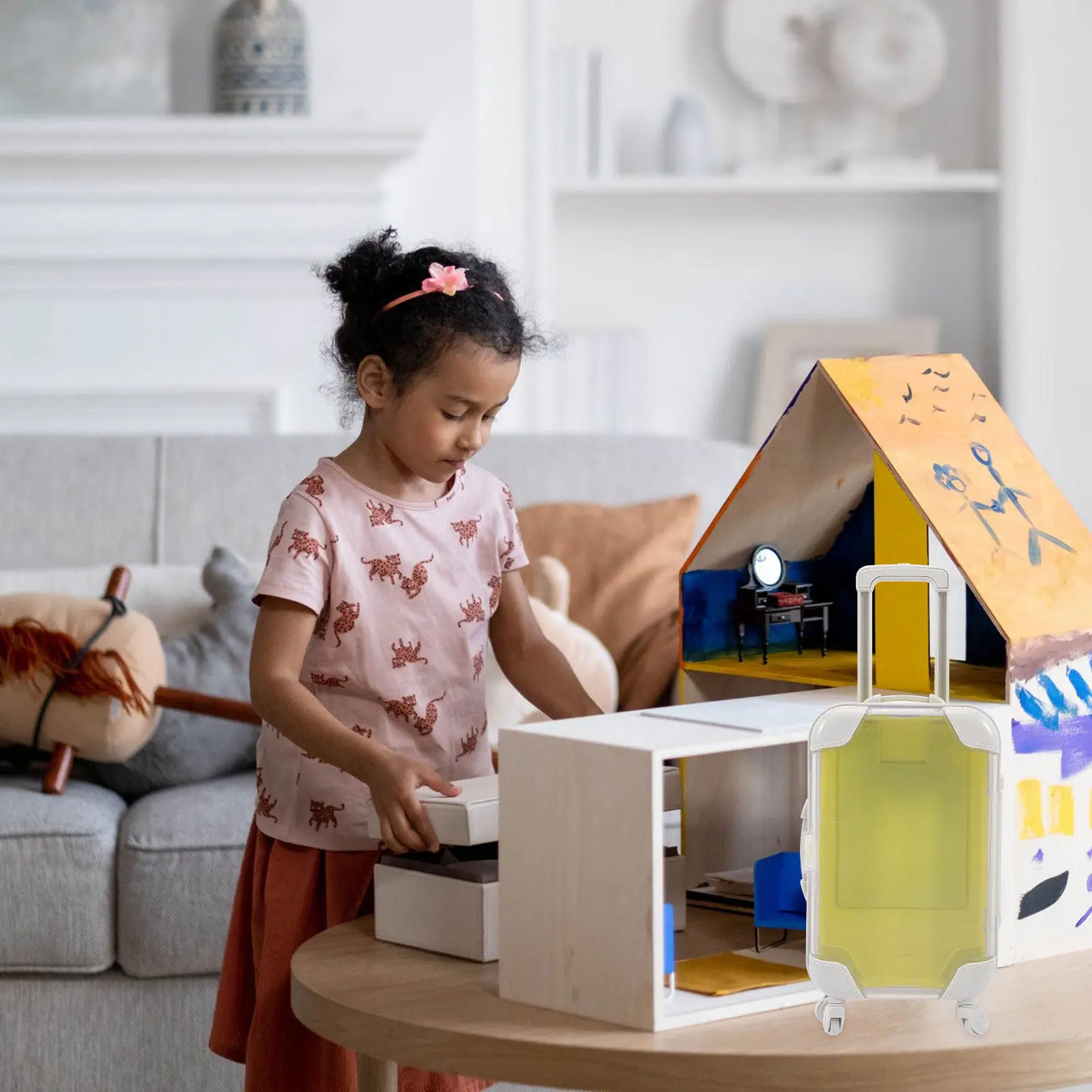 

Миниатюрный яркий красочный чемоданчик: прочный кейс премиум-класса для игровых домиков, аксессуар для миниатюрного багажа, декоративный элемент для сцен.