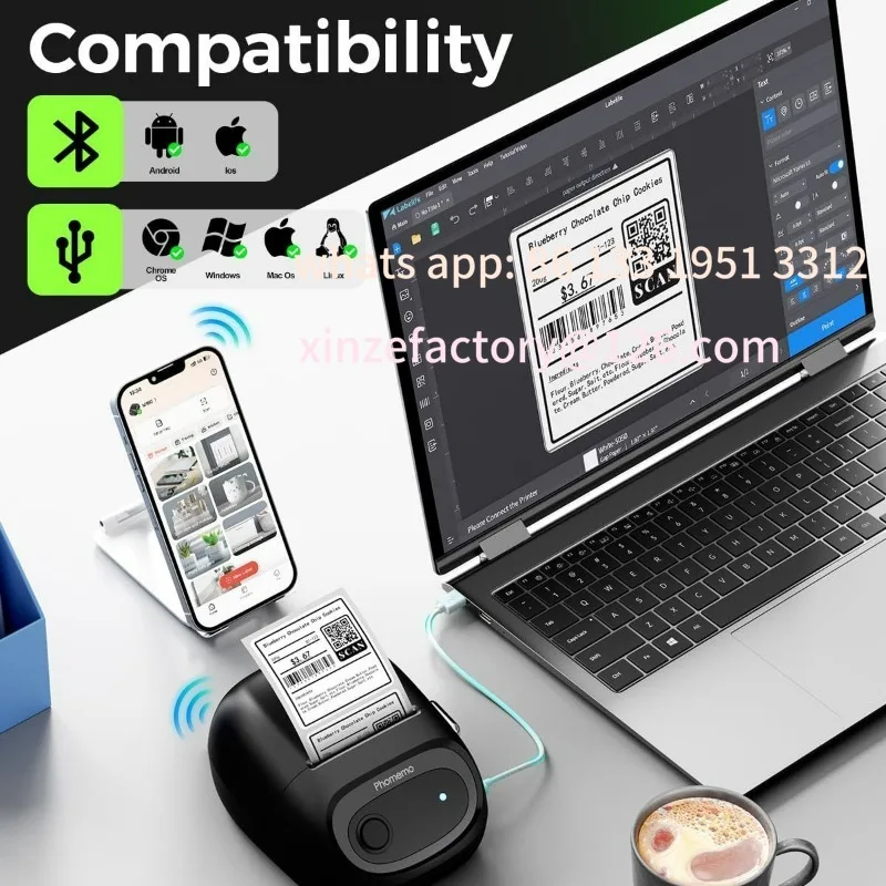 Customizable Price Label Printer Can be connected to mobile phones Commercial Bluetooth Inkless Self-adhesive Thermal Printer Sm