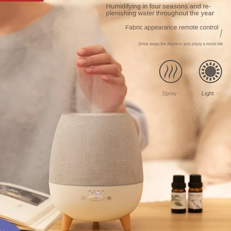 Ultrasonic 2-in-1 Fabric Aromatherapy Diffuser & Humidifier, 300ml Detachable Tank, Soft Night Light, Home Desktop Essential Oil