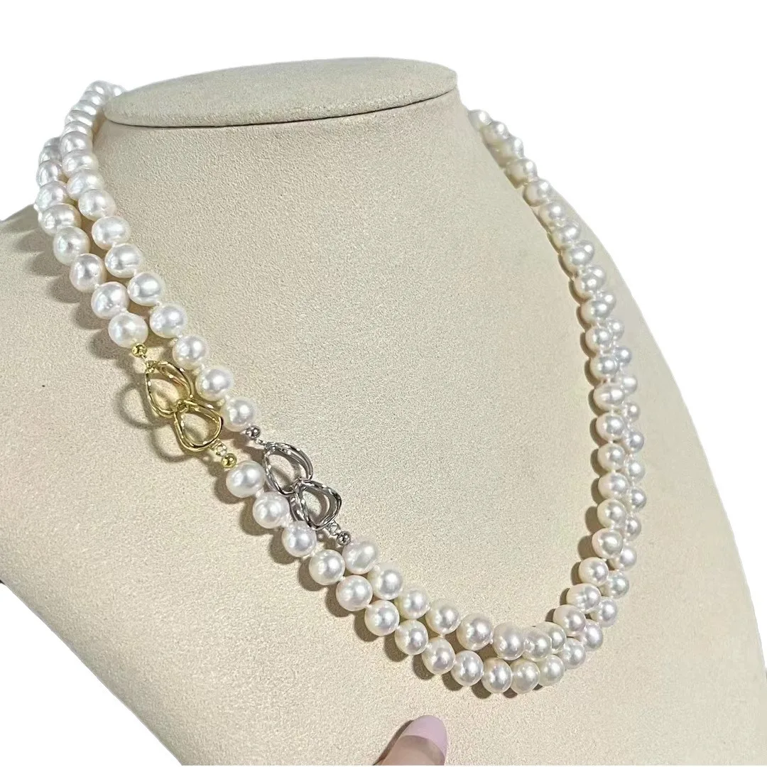 

and high-end collarbone chain AAAA9-10mm natural Japanese round pearl necklace 925s-18 inch