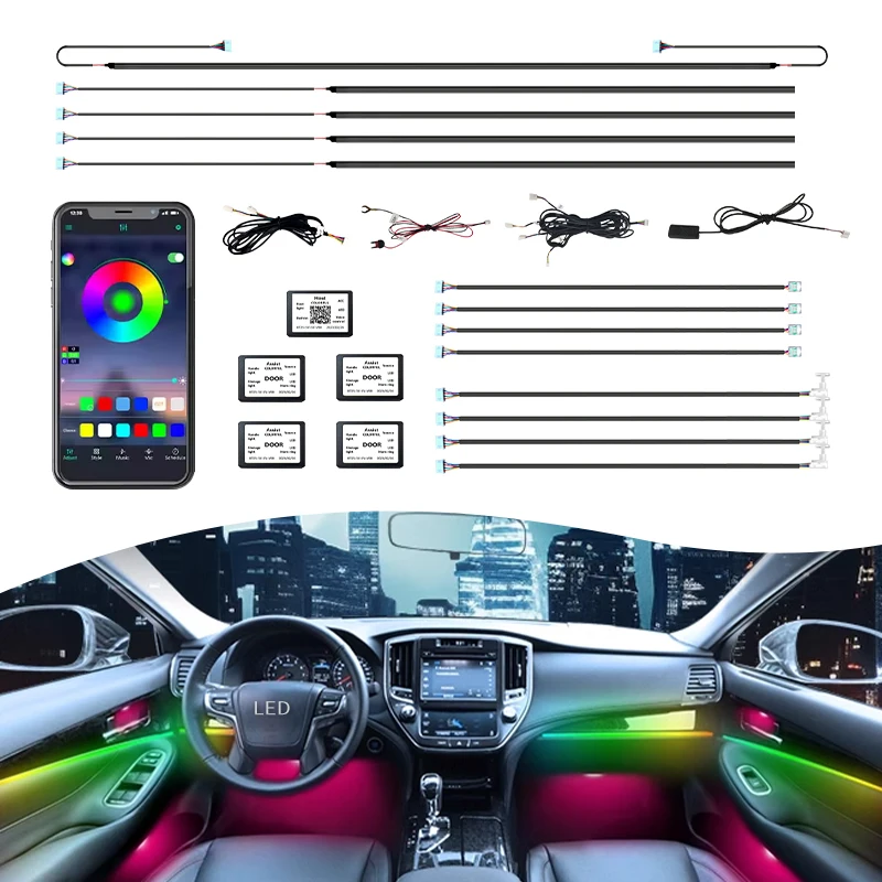 Factory Wholesale Price Car Ambient Light 18 in 1 Rgb Car Interior Optical Acrylic Strip Led Car Interior Ambient Light Acrylic