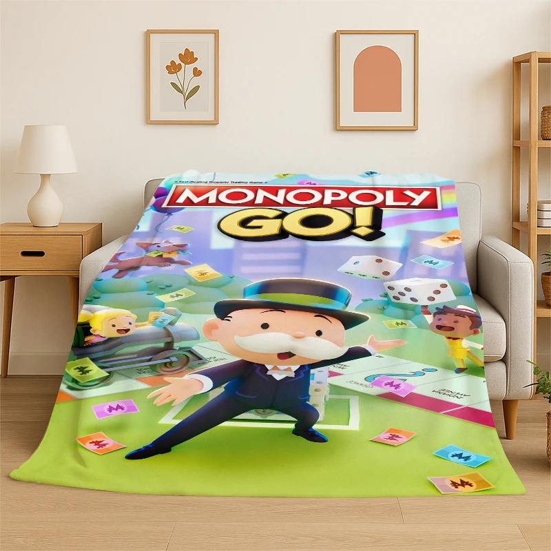 

Мягкое теплое флисовое одеяло-плед с мультяшным принтом «Монополия: Богатые доллары» для спальни, гостиной, путешествий, кемпинга, пикника