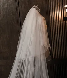 Velos de novia largos para boda, hasta la Catedral Apliques de encaje, 2 capas, 3M, velo de novia a medida, blanco, envío rápido, novedad