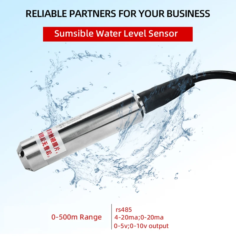 Tanque de Água Profundidade Líquida Sensor de Nível Hidrostático Nível de Água Inteligente Transmite 0500m Range 420ma 0-5v 010v Saída Rs485