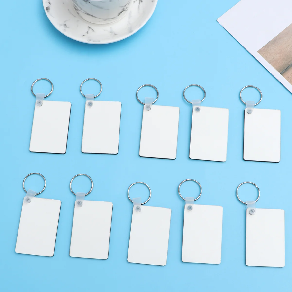 

10Pcs DIY Pendant Blank Board Thermal Transfer Keychain Charm Craft for Mobile Phone Decoration Festive Party Gift Heat Transfer