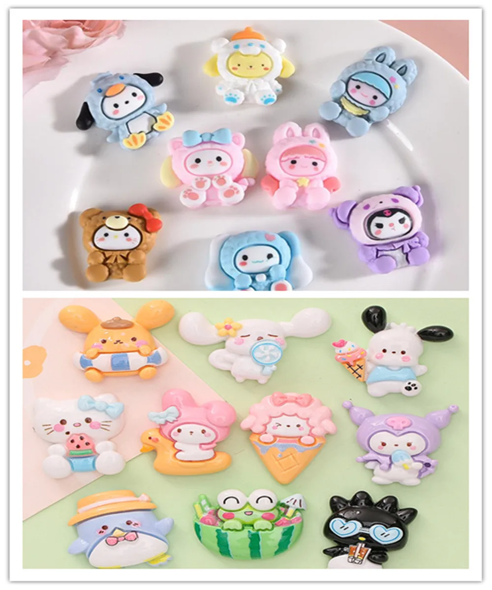 100pcs Resin Cartoon Sanrio series Flatback DIY Scrapbook Cabochon headwear earrings Decor Accessory