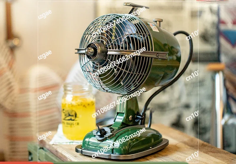 Retro Aircraft Head Electric Fan Household Antique Desktop Fan Literary Shaking Head Desktop Nostalgic Aircraft Fan