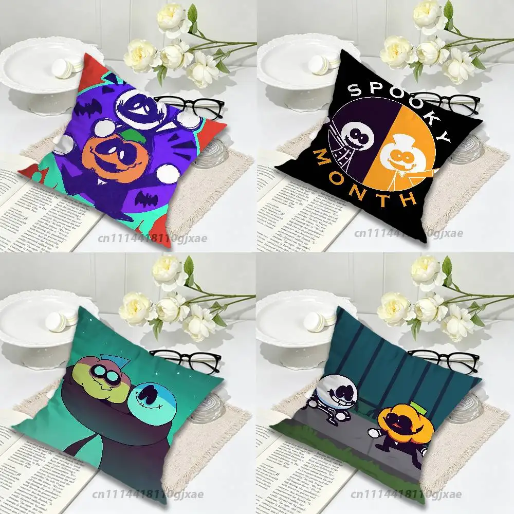 S-Spooky Month Anime Pillow Case For Home Bedroom Car Office Decoration Living Room Sofa Cushion Cover Suitable