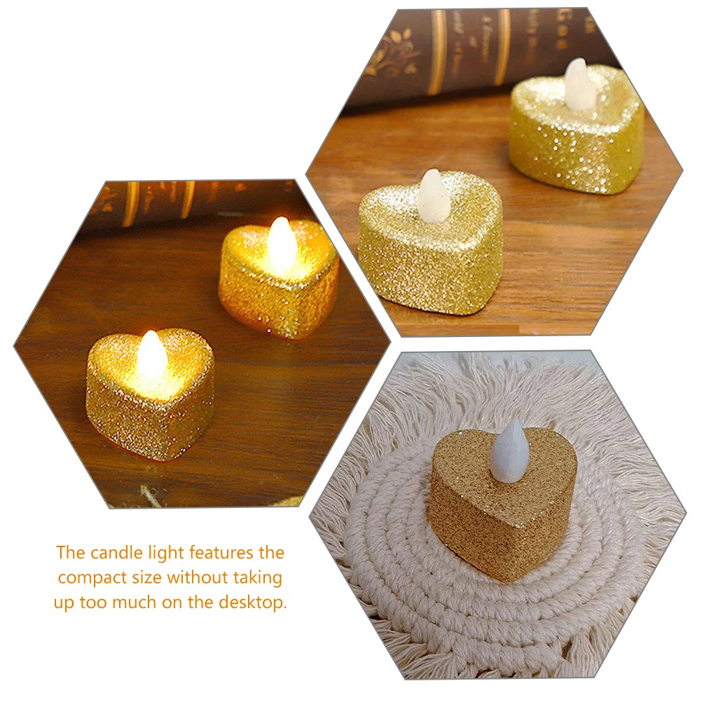 

24Pcs Heart Shaped Lamp Romantic Decorative LED Flameless Lights for Bedroom Dining Table Centerpiece Decor